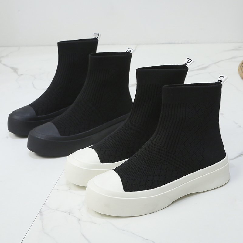 Nice Knitted Elastic Cloth Sock Boots Women Round Toe Slip on Autumn Ankle Boots Female Casula Flat Platform Shoes, White
Nice Knitted Elastic Cloth Sock Boots Women Round Toe Slip on Autumn Ankle Boots Female Casula Flat Platform Shoes, White