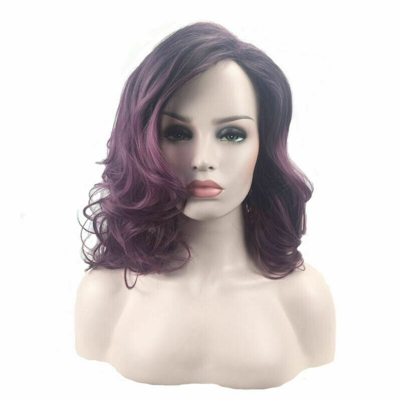 Ladies Curly Wavy Full Short Wigs Ombre Natural Synthetic Hair Party Costume