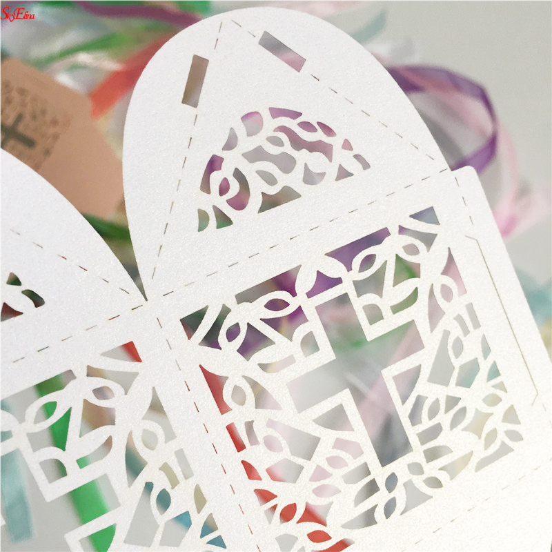 10Pcs/set Cross pattern Candy Boxes Box For Baby Shower Baptism Birthday First Communion Christening Easter Decoration 6Z