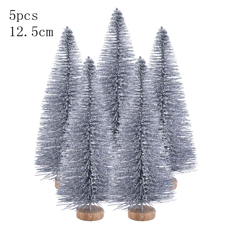 Christmas Decorations 6.5cm To 16cm Small Decorated Tree Fake Pine Mini Artificial Santa Snow Home Decoration