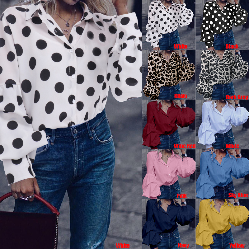 Top Fashion Celmia Women Long Puff Sleeve Blouses 2020 Lapel Buttons Casual Shirts Loose Solid Party Work Blusas Mujer Plus Size Y200828