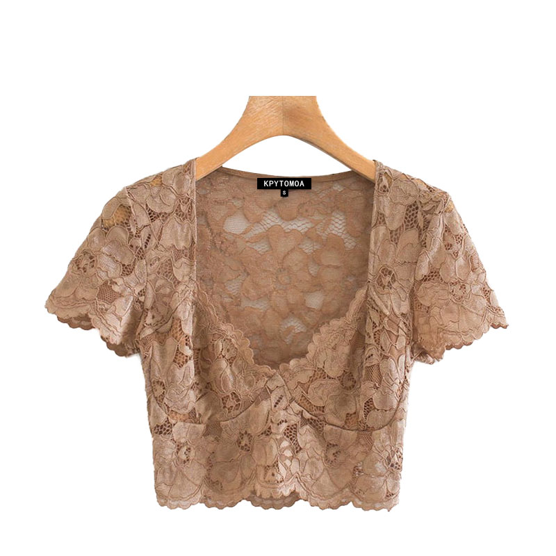 Women 2020 Sexy Fashion See Through Lace Cropped Blouses Vintage V Neck Short Sleeve Female Shirts Blusas Chic Tops, As picture2
Women 2020 Sexy Fashion See Through Lace Cropped Blouses Vintage V Neck Short Sleeve Female Shirts Blusas Chic Tops, As picture2