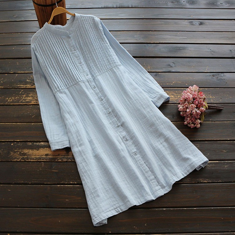 5180 autumn women cotton dress long sleeve Japan style big size loose Stand collar midi dress women solid A-Line Casual, Blue
5180 autumn women cotton dress long sleeve Japan style big size loose Stand collar midi dress women solid A-Line Casual, Blue