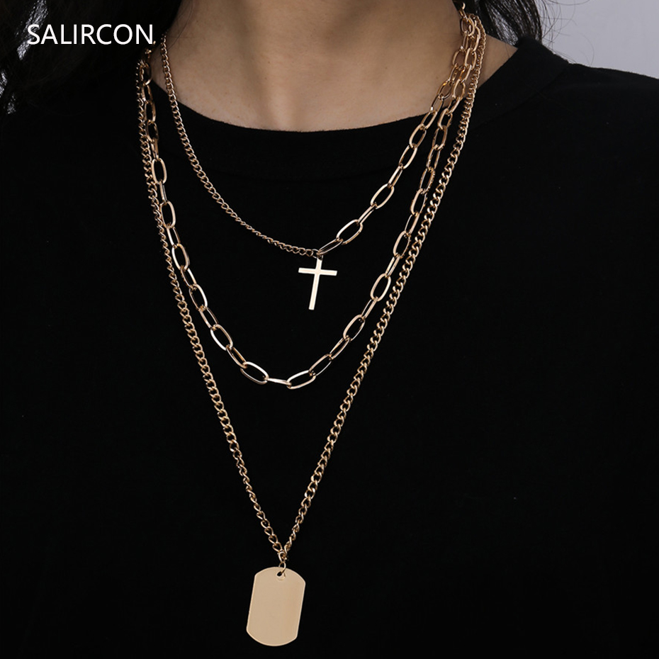 Salircon Punk Stainless Steel Chains Choker Necklace Multi Layered Square Tag Cross Pendant Long Necklace Goth Women Men Jewelry
Salircon Punk Stainless Steel Chains Choker Necklace Multi Layered Square Tag Cross Pendant Long Necklace Goth Women Men Jewelry