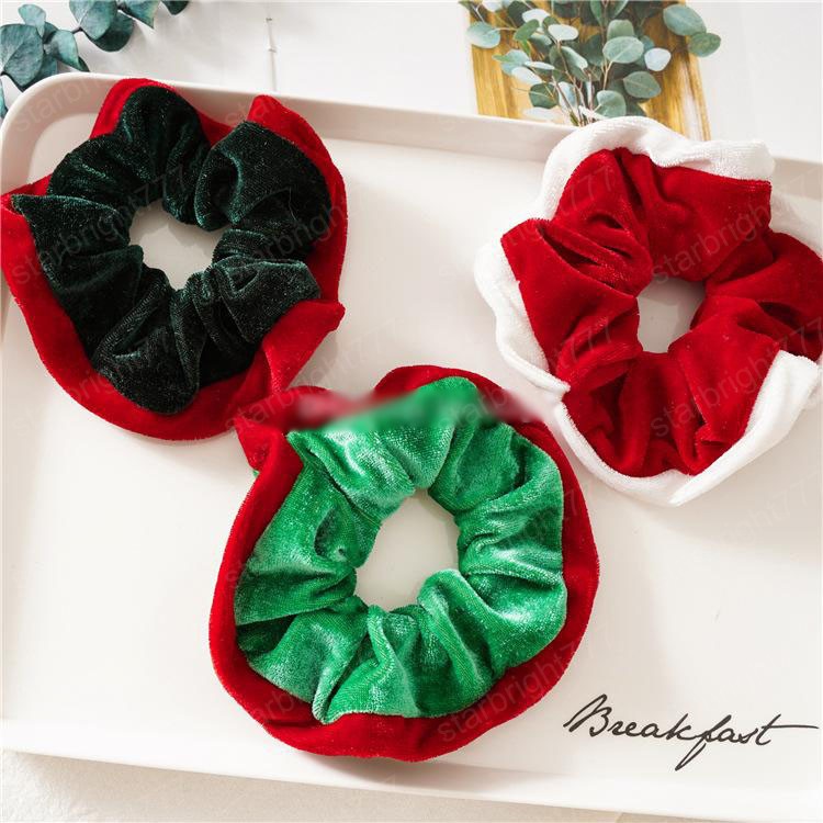 Christmas Velvet Hairbands Girls Hair Scrunchies Ponytail Holder Candy Elastic Hair Ties Ropes Head Pleuche Headwear Hair Accessories