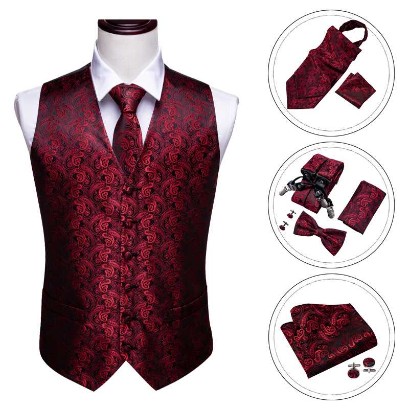 Barry.Wang Red Slim Vest Suit for Men Skinny Waistcoat V-Neck Silk Tie Paisley Bowtie Set Elastic Suspender for Wedding Party, Mj-2001
Barry.Wang Red Slim Vest Suit for Men Skinny Waistcoat V-Neck Silk Tie Paisley Bowtie Set Elastic Suspender for Wedding Party, Mj-2001
