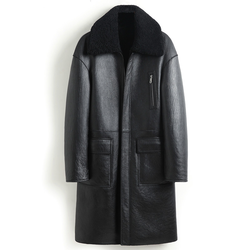 Sheep Shearling Genuine Leather Jacket Men Winter Real Fur Coat Sheepskin Leather Coats Double-sided Wear 8408 KJ3633, Black
Sheep Shearling Genuine Leather Jacket Men Winter Real Fur Coat Sheepskin Leather Coats Double-sided Wear 8408 KJ3633, Black