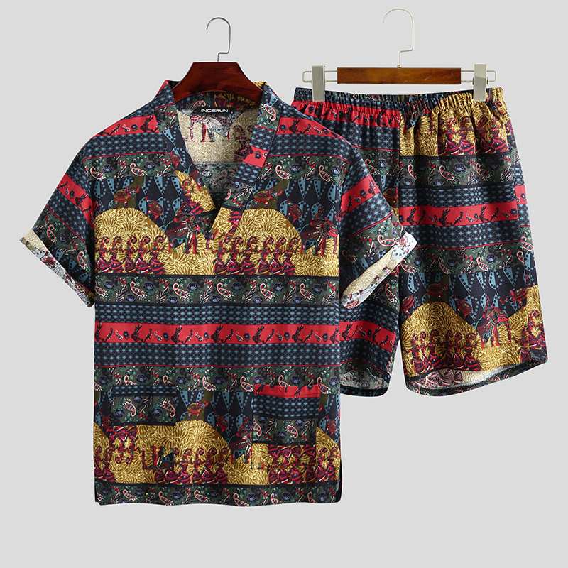 2020 Summer Men Printed Pajamas Sets Loose Short Sleeve V Neck Tops Leisure Shorts Cotton Sleepwear Kimono Unisex Suits -5XL, Red
2020 Summer Men Printed Pajamas Sets Loose Short Sleeve V Neck Tops Leisure Shorts Cotton Sleepwear Kimono Unisex Suits -5XL, Red