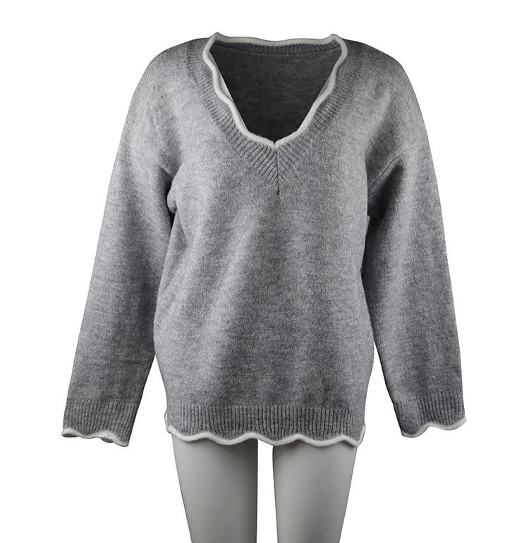 Sexy Lace Flaky Clouds V-neck Knitted Sweater Tops Women's Autumn Winter Fleece Warm Pullover Sweater Lady Spring Jumper Tops T200814