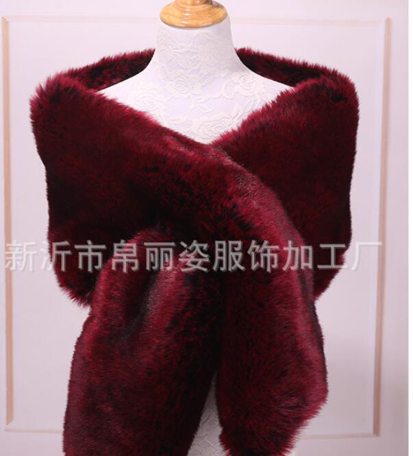 Winter Faux Fox Fur Wraps Bridal Evening Dress Shawl Long Thickened Cloak Scarf Female Fake Bib & Jacket 30cm*165cm
