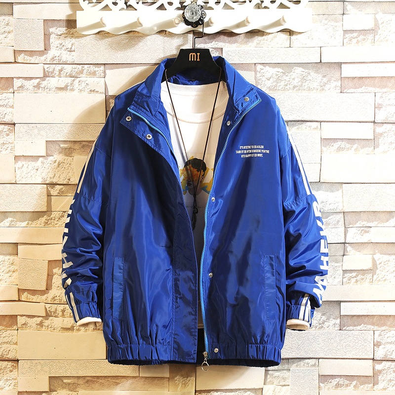 Jacket Men's Casual Men's Clothing Hip-hop Style Streetwear Coat Plus Size Clothing Spring Zipper Bomber Jacket, Blue 
Jacket Men's Casual Men's Clothing Hip-hop Style Streetwear Coat Plus Size Clothing Spring Zipper Bomber Jacket, Blue