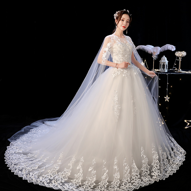 Elelgant Court Train Lace Wedding Dress New Princess Vintage Bride Dress Plus Szie Vestidos De Casamento Do Trem Da Corte