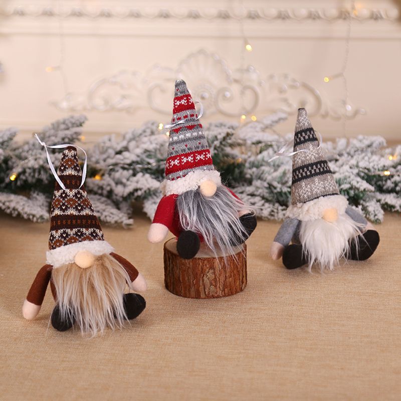 Merry Christmas Long Hat Swedish Santa Gnome Plush Doll Ornament Hanging Xmas Tree Toy Holiday Home Party Decor