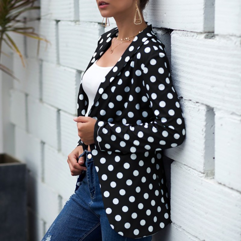Women Europe And America Long-sleeved Wave Point Small Suit Coat Lapel Loose Cardigan Hot Sale, Blue
Women Europe And America Long-sleeved Wave Point Small Suit Coat Lapel Loose Cardigan Hot Sale, Blue