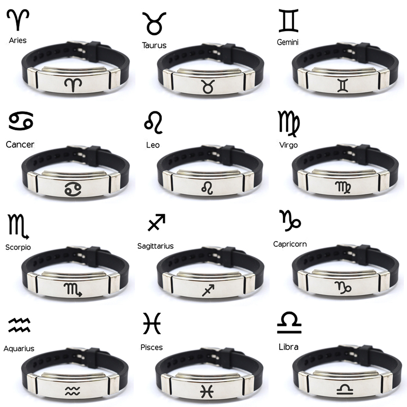 12 Constellations Bangle Bracelet Zodiac Sign Stainless Steel Bracelets Men Women Silicone Charm Casual Personality Jewelry
12 Constellations Bangle Bracelet Zodiac Sign Stainless Steel Bracelets Men Women Silicone Charm Casual Personality Jewelry