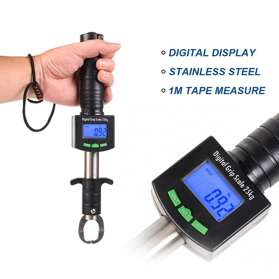 Digital Electronic Display Sea Fishing Grip with Weight Ruler Stainless Steel Clip Control Catcher Fish Tool Gripper Grabber291T