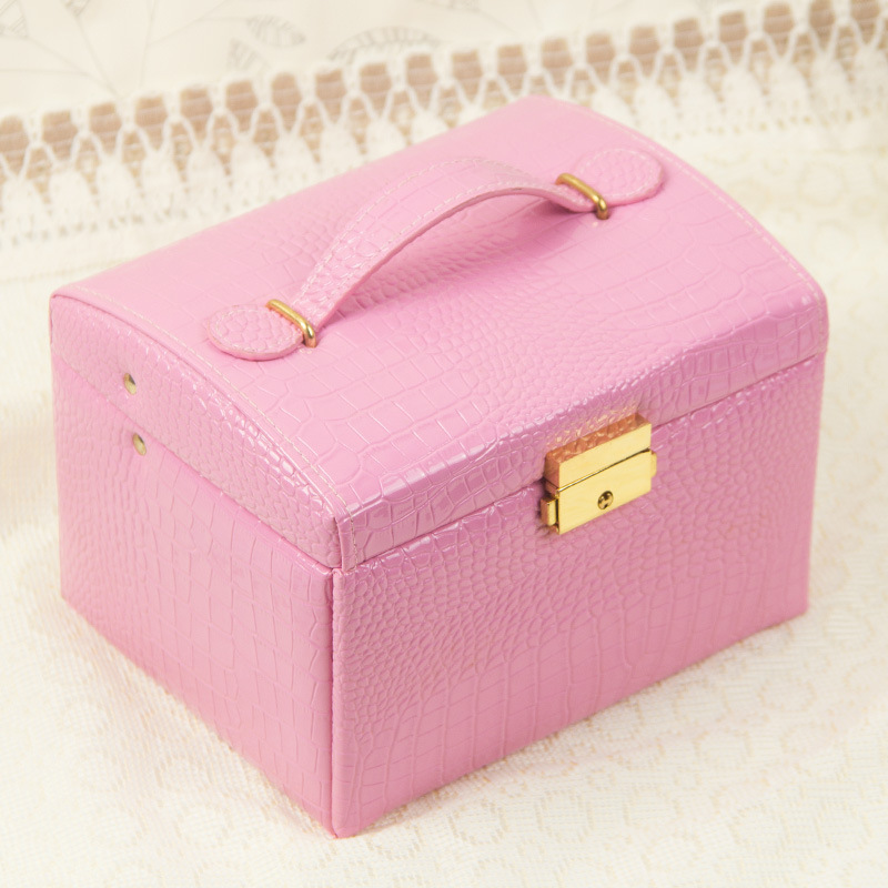 New Fashion High Quality Leather Jewelry Box 7 Colors With Small Protable Travel Jewelry Casket 3 Layers Gift Box MX200810