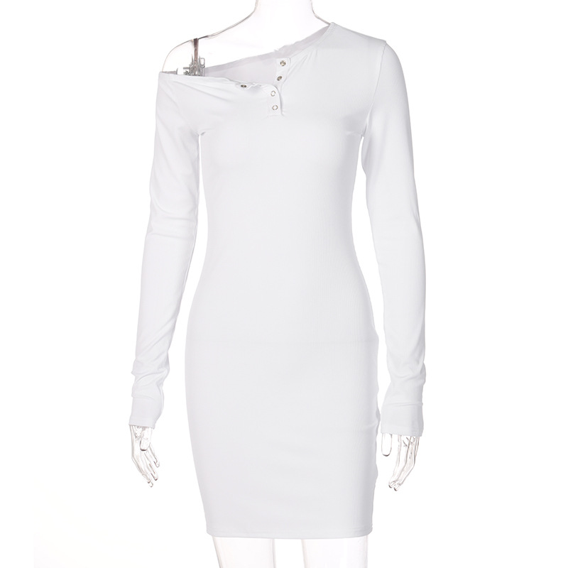 sexy Dress Knitted Elastic long Sleevele Bodycon Women 2020 Summer Sexy V-Neck Button Party Slim Dresses