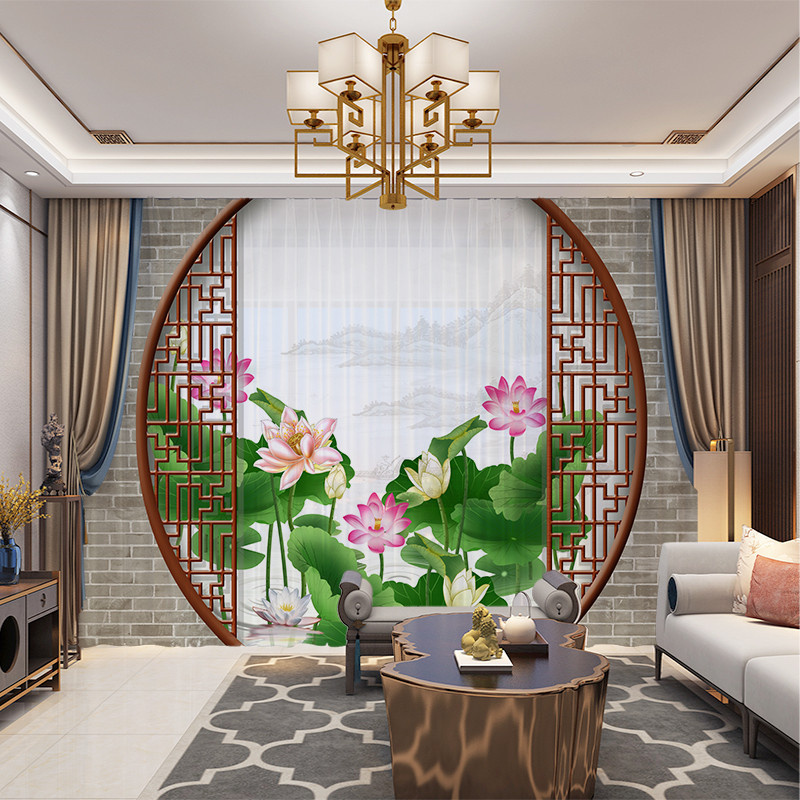 Lotus Landscape Chinese Style 3D Window Chiffon Curtains Drape Panel Sheer Tulle Living Room Bedroom Curtains Home Decoration, Tulle 4
Lotus Landscape Chinese Style 3D Window Chiffon Curtains Drape Panel Sheer Tulle Living Room Bedroom Curtains Home Decoration, Tulle 4