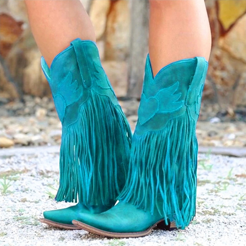 Boots Autumn Winter 2020 New New Fashion Women Casual Tassel Chunky Heel Mid-Calf Boots Western Cowboy Women, Green
Boots Autumn Winter 2020 New New Fashion Women Casual Tassel Chunky Heel Mid-Calf Boots Western Cowboy Women, Green