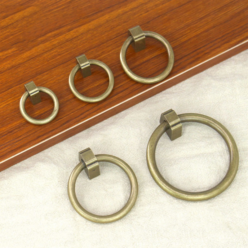 2pcs Chinese antique drawer circle knob furniture door handle hardware Classical wardrobe cabinet shoe closet cone vintage pull ring