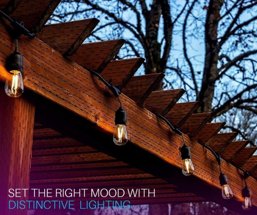 IP65 15M LED S14 String Lights Waterproof E27 Warm LED Retro Edison Filament Bulb Outdoor Street Garden Patio Holiday Lighting