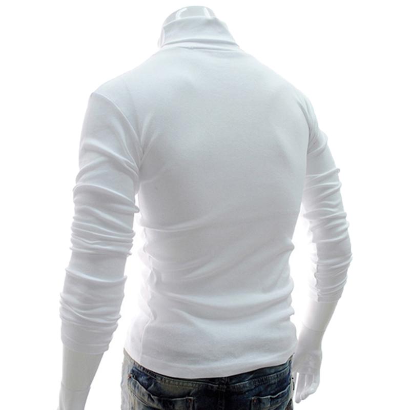 Men Fashion Solid Color Long Sleeve Turtleneck Sweater S-lim and Fits Knitted Pullover