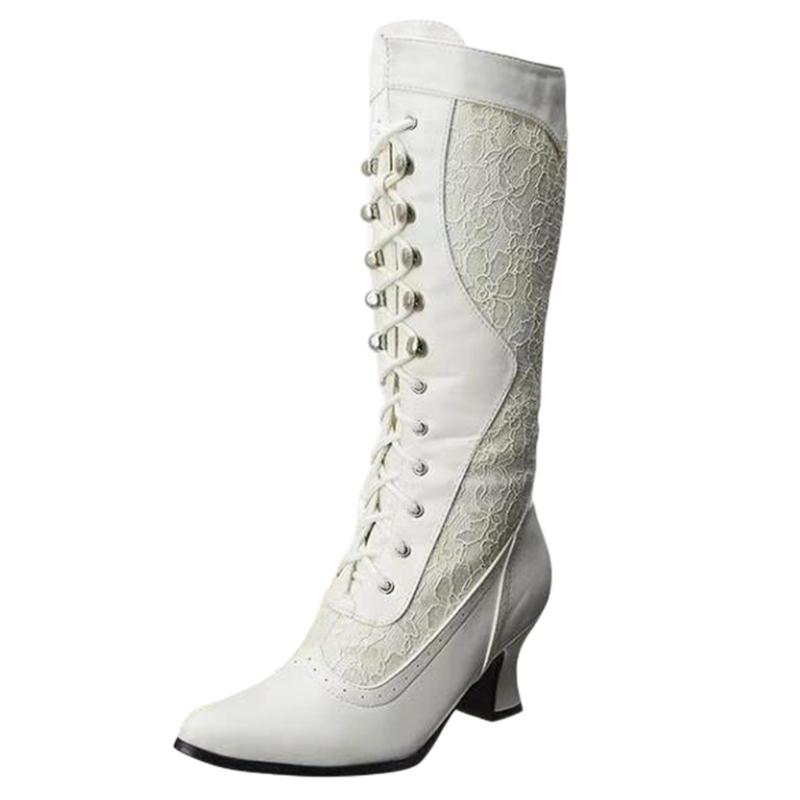 Women's High Heeled Boots Fashion Lace Pointed Toe Shoes Side Zip Mid-Tube Boots Winter Autumn Lace-Up Matching White, Black
Women's High Heeled Boots Fashion Lace Pointed Toe Shoes Side Zip Mid-Tube Boots Winter Autumn Lace-Up Matching White, Black