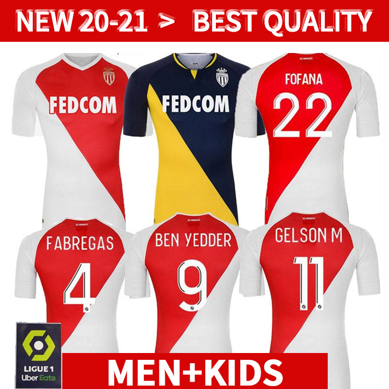 20 21 monaco Soccer Jersey home red white 2020 2021 Monaco #9 FALCAO third grey blue shirt #10 JOVETIC football shirt Jerseys sales