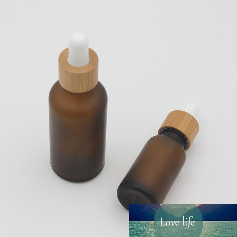 15ml 30ml 50ml Frosted Amber White Glass Dropper Bottle with Bamboo Cap 1oz Glass Bamboo Essential Oil Bottle