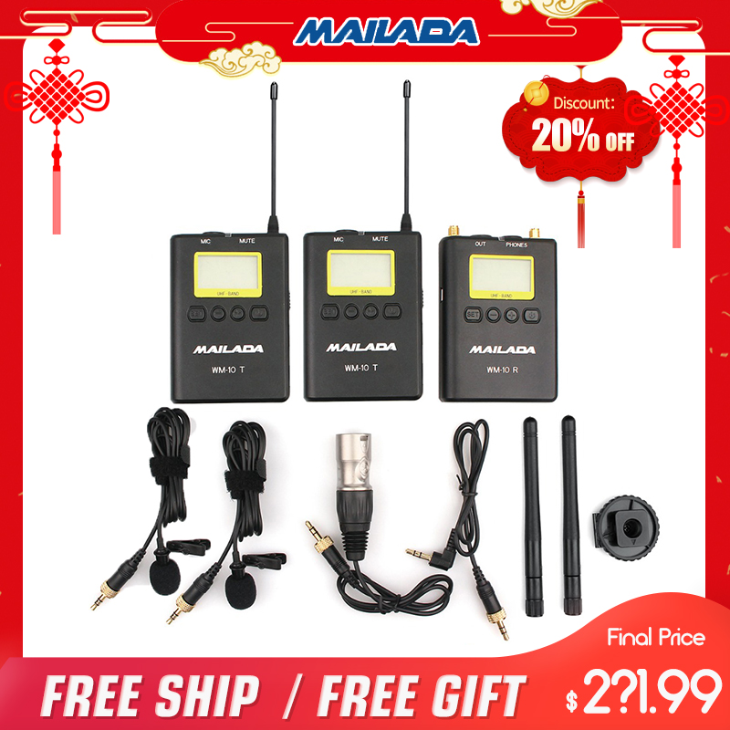 Condenser Microphone WM-10 UHF Wireless Microfone Lavalier Lapel Mic Receiver Transmitter for DSLR cameras Recorder Pk boya
Condenser Microphone WM-10 UHF Wireless Microfone Lavalier Lapel Mic Receiver Transmitter for DSLR cameras Recorder Pk boya