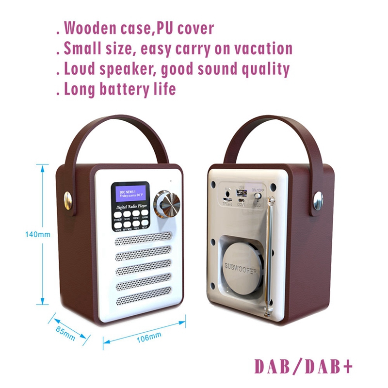 DabDab Tuner Digital Radio Receiver Bluetooth 50 Fm Broadcast AuxIn Mp3 Player Support Tf Card BuiltIn Battery1