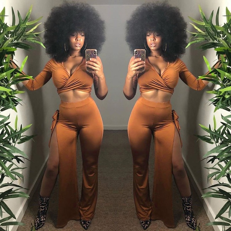 2020 Spring Women Suit Solid Two 2 Piece Set Fashion Tracksuits crop Top T Shirt Long Sleeve and Split Wide Leg Trousers Split
2020 Spring Women Suit Solid Two 2 Piece Set Fashion Tracksuits crop Top T Shirt Long Sleeve and Split Wide Leg Trousers Split