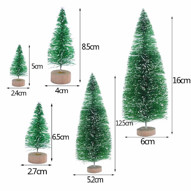 Christmas Decorations 6.5cm To 16cm Small Decorated Tree Fake Pine Mini Artificial Santa Snow Home Decoration
