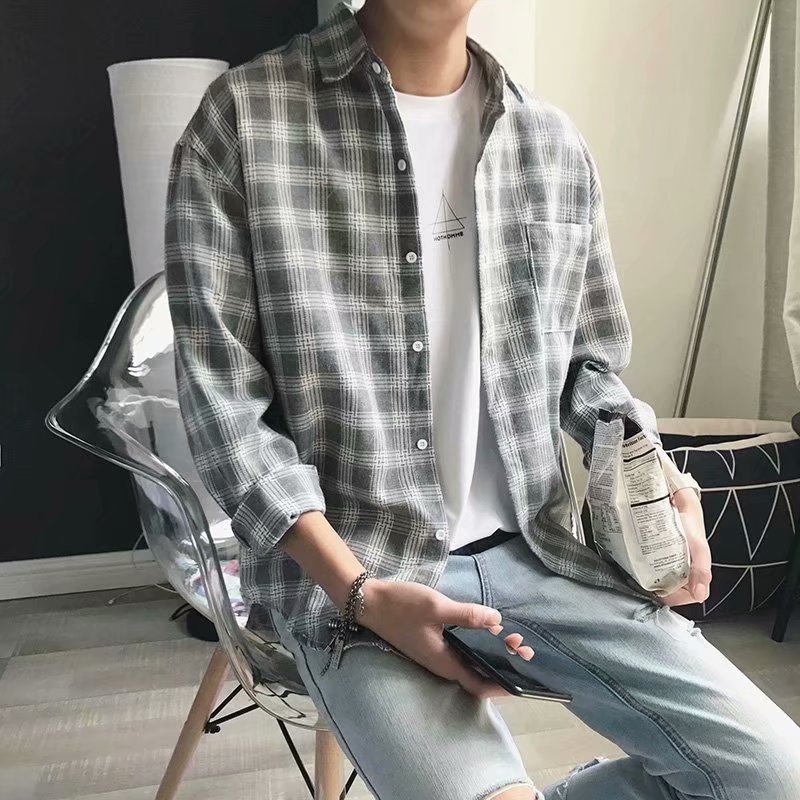 Plaid shirt male Long sleeve autumn Korean edition men's shirt casual loose on clothes hundred trend autumn dress, Red
Plaid shirt male Long sleeve autumn Korean edition men's shirt casual loose on clothes hundred trend autumn dress, Red