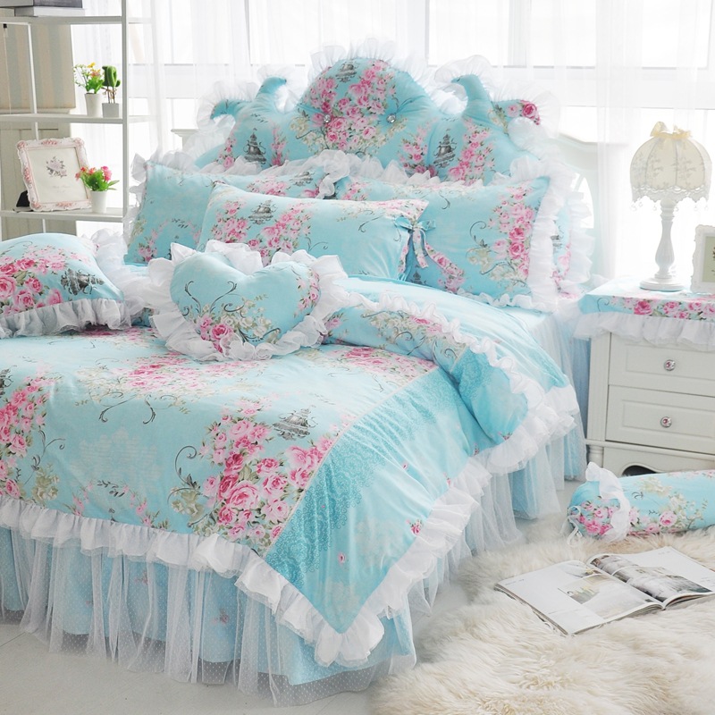 4pcs Blue Floral Bedding Sets Princess Style Girls Lace Bedding Set Cotton Bed Linen Duvet Cover Bed Skirt Pillowcase Sheet, As picture
4pcs Blue Floral Bedding Sets Princess Style Girls Lace Bedding Set Cotton Bed Linen Duvet Cover Bed Skirt Pillowcase Sheet, As picture