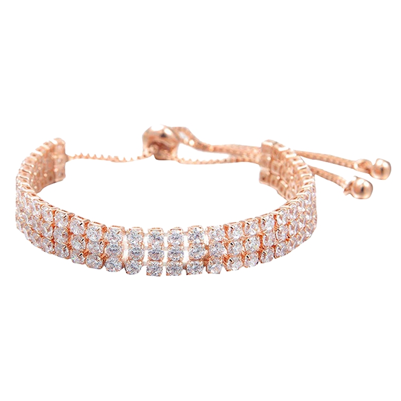 Simple and Fresh 3 Rows Ladies Bracelet Rose Gold Rhinestone Crystal Bracelet Multi-Layer Bracelet, Wedding Bridal
Simple and Fresh 3 Rows Ladies Bracelet Rose Gold Rhinestone Crystal Bracelet Multi-Layer Bracelet, Wedding Bridal