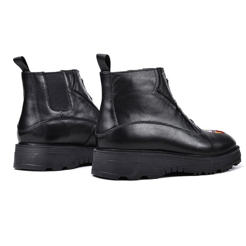 British Fashion Mens Thick Platform Boots Retro Front Zip High Top Boots Designer Height Increasing Embroidery Shoes Men, Black
British Fashion Mens Thick Platform Boots Retro Front Zip High Top Boots Designer Height Increasing Embroidery Shoes Men, Black