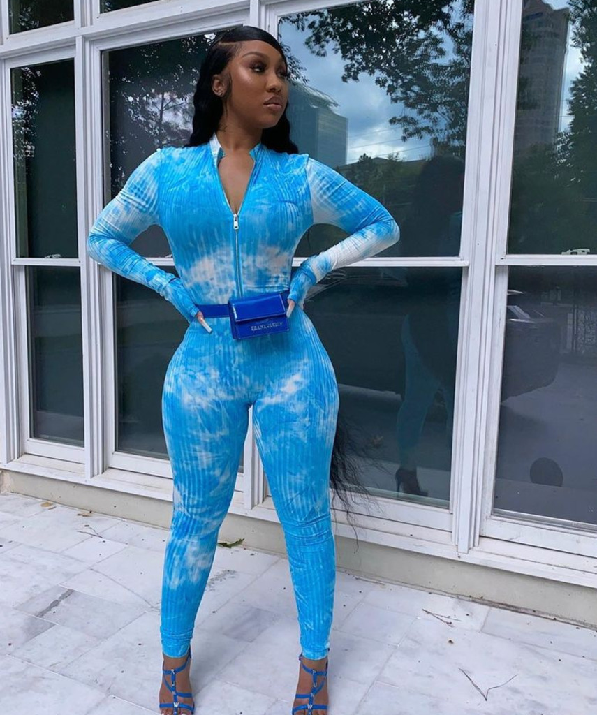 New Sexy Womens dresses Onesies Desinger Jumpsuit Rompers Tie Dyed Print Slim Long Sleeve Zipper Ladies Casual Pant One Piece Clothing