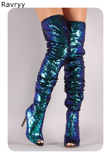 Bling bling peacock blue woman's long boots peep toe thin heel over-the-knee boot party club show model female shoes booties, As picture
Bling bling peacock blue woman's long boots peep toe thin heel over-the-knee boot party club show model female shoes booties, As picture