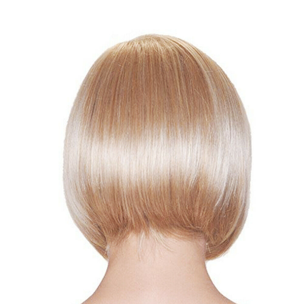 Short Straight Bob Full Wig Blonde Natural Synthetic Hair Fancy Dress Cosplay US