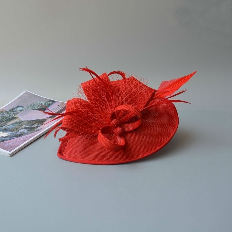 Hair Clips & Barrettes Women Chic Fascinator Hat Cocktail Wedding Party Church Headpiece Fashion Headwear Feather Hair Accessories Sinamay Fascinators