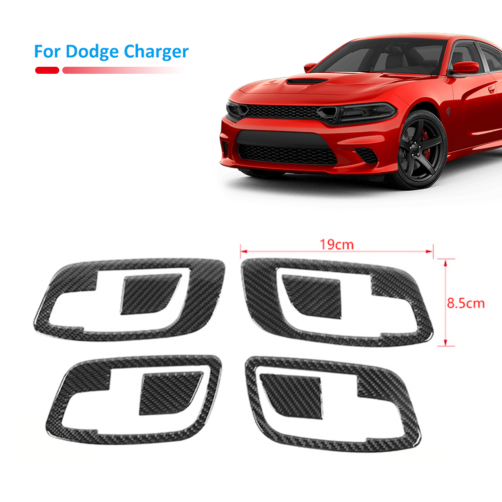 8 PCS ABS Door Handle Trims Sticker Carbon Fiber for Dodge Charger 2011-2019 Auto Interior Accessories