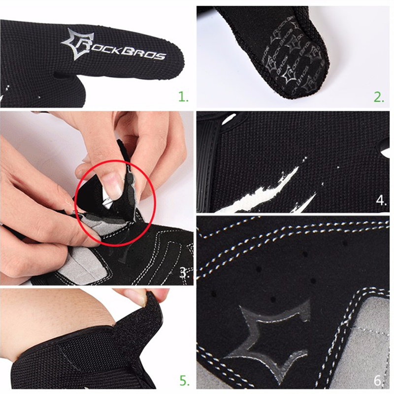RockBros Winter Cycling Gloves Long Finger Mtb Warm Touch Screen Full Finger Gloves Windproof Gloves For Men Bicycle Accessories T200819