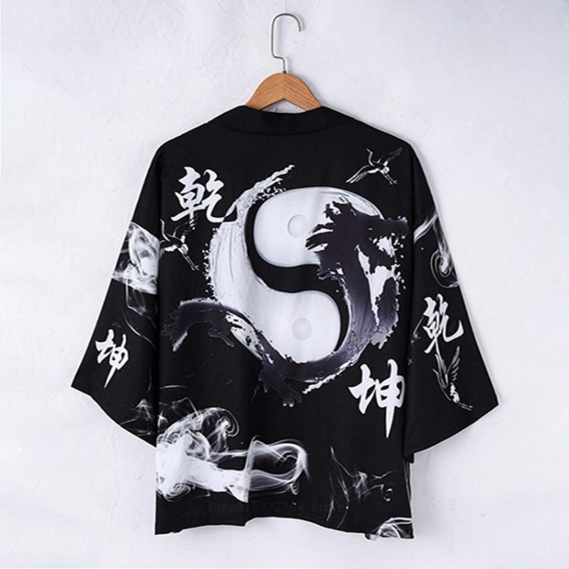 Dragon Print Black Men and Women Fashion Cardigan Loose Blouse Haori Obi Asian Clothes Harajuku Japanese Samurai Kimono
Dragon Print Black Men and Women Fashion Cardigan Loose Blouse Haori Obi Asian Clothes Harajuku Japanese Samurai Kimono