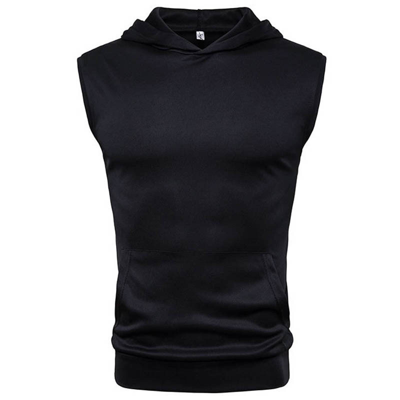 Mens Muscle Hoodie Tank Sleeveless Bodybuilding Gym Workout Fitness Shirts Vest Masculina Tops Men's Clothing MX200815