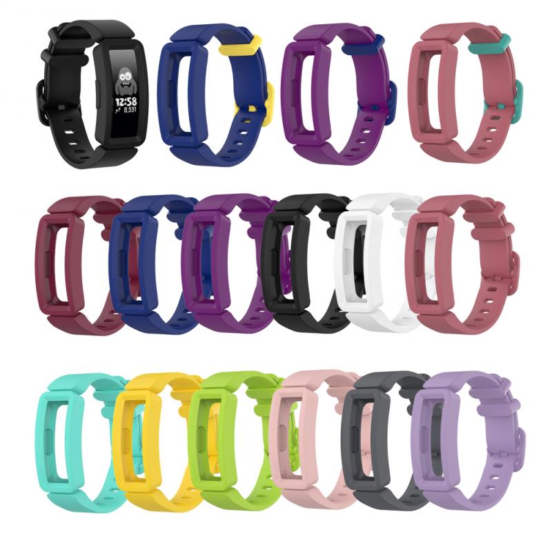 Solid Silicone Strap for Fitbit Ace 2 Bracelet Silicone Watch Strap Inspire HR Protective Shell Frame Wristband Bracele