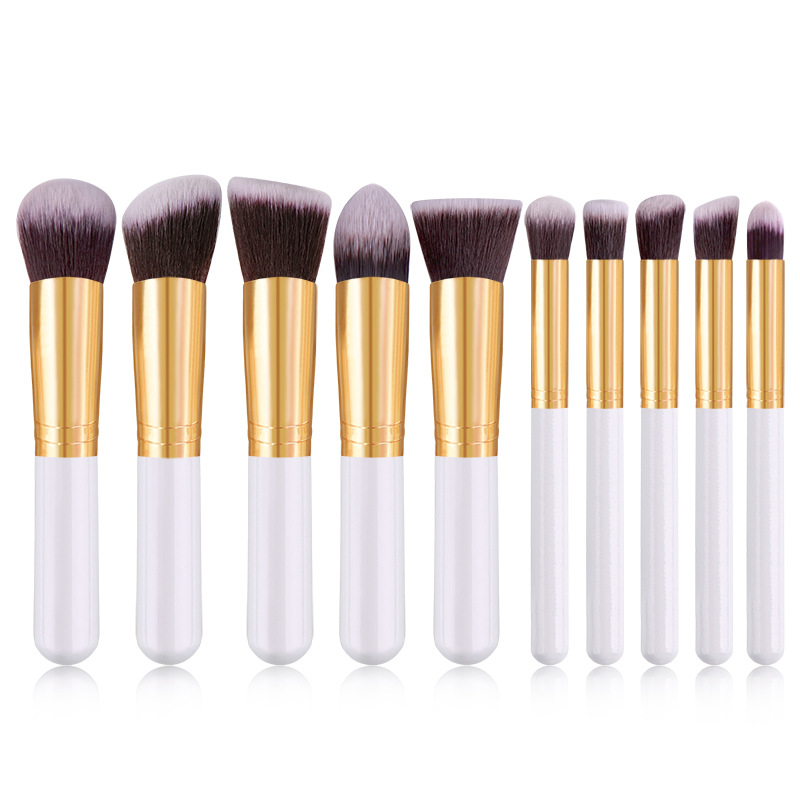 2020 Popular mini wooden makeup brush kit cheapest 10pcs cosmetics kit for beauty tools Foundation Blending Blush Brush Set Various Color