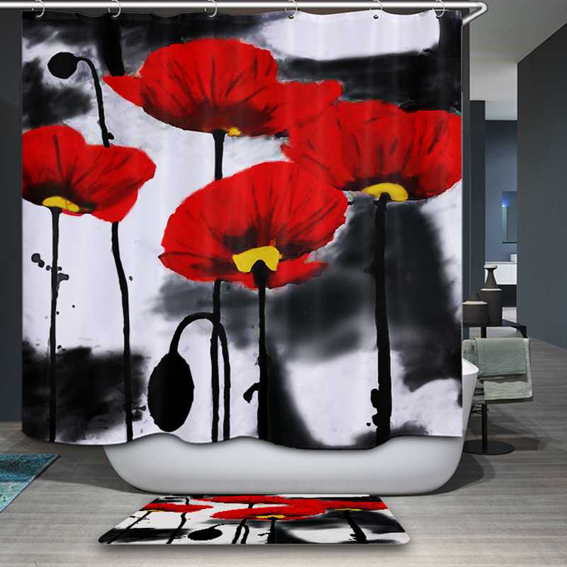 Chinese style Red Flower ink Painting Pattern 3d Shower Curtain Thicken Polyester Fabric Waterproof Bath Curtain With hook TF123
Chinese style Red Flower ink Painting Pattern 3d Shower Curtain Thicken Polyester Fabric Waterproof Bath Curtain With hook TF123