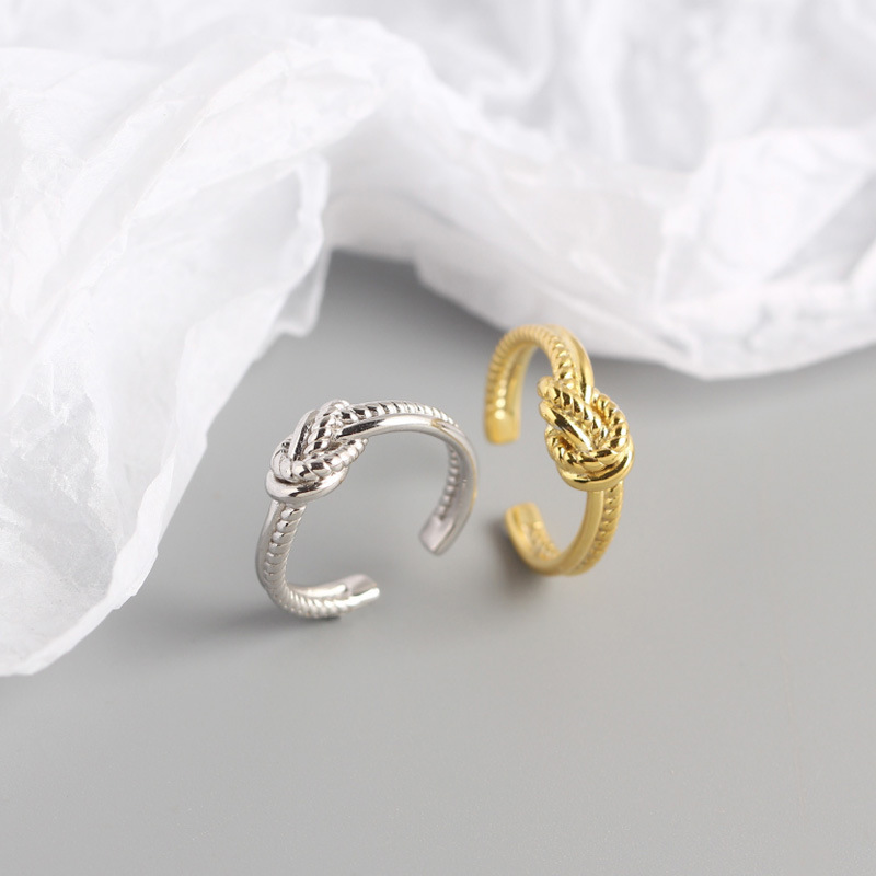 New design 925 sterling silver vintage jewelry minimalism hand-made designer women's knot adjustable rings Japanese South korea style